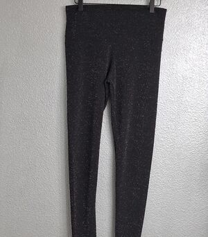 Sweet Black High Rise Sparkling Holiday Leggings   Size L